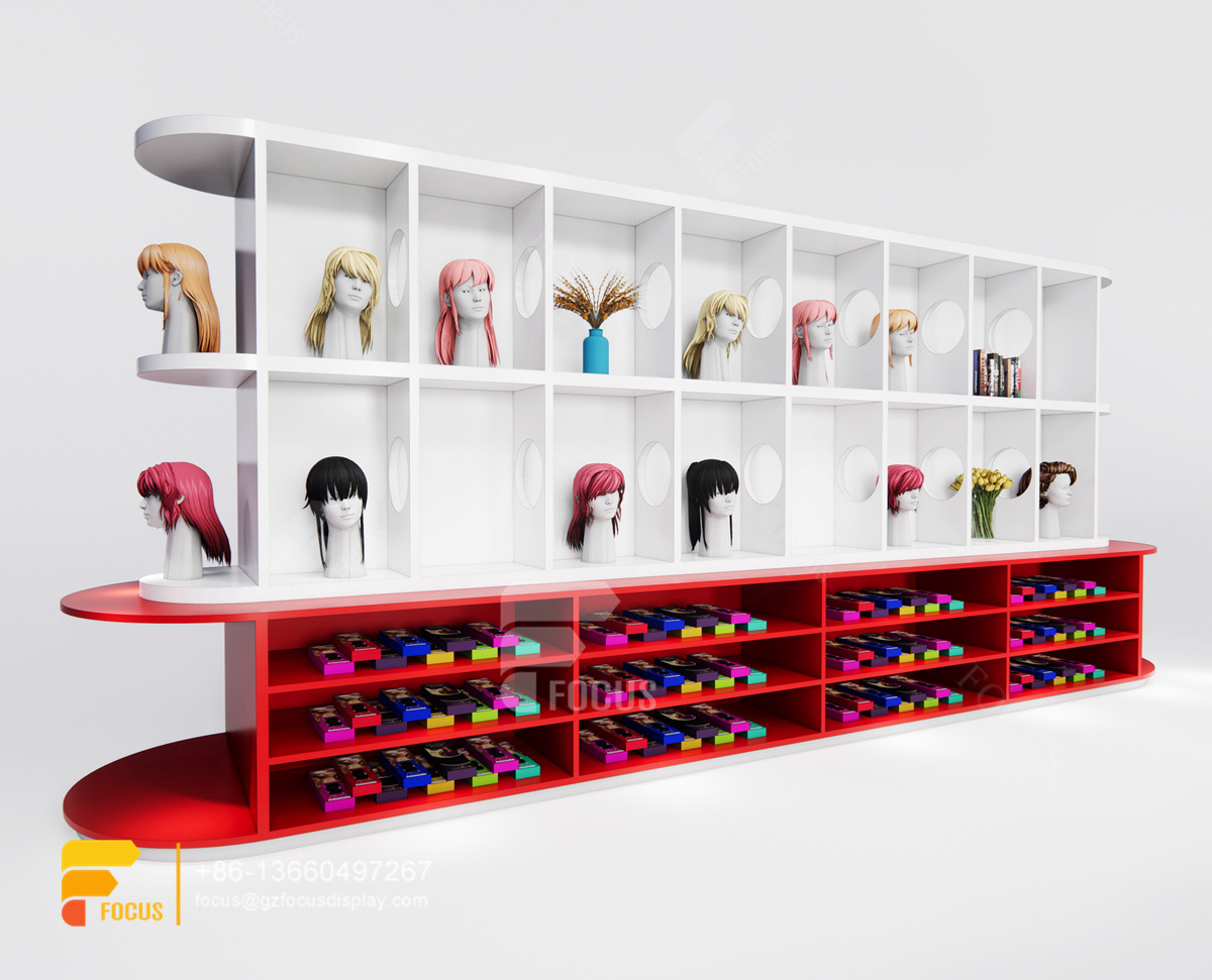 beauty shop display hair shelves wig shop decoration design
