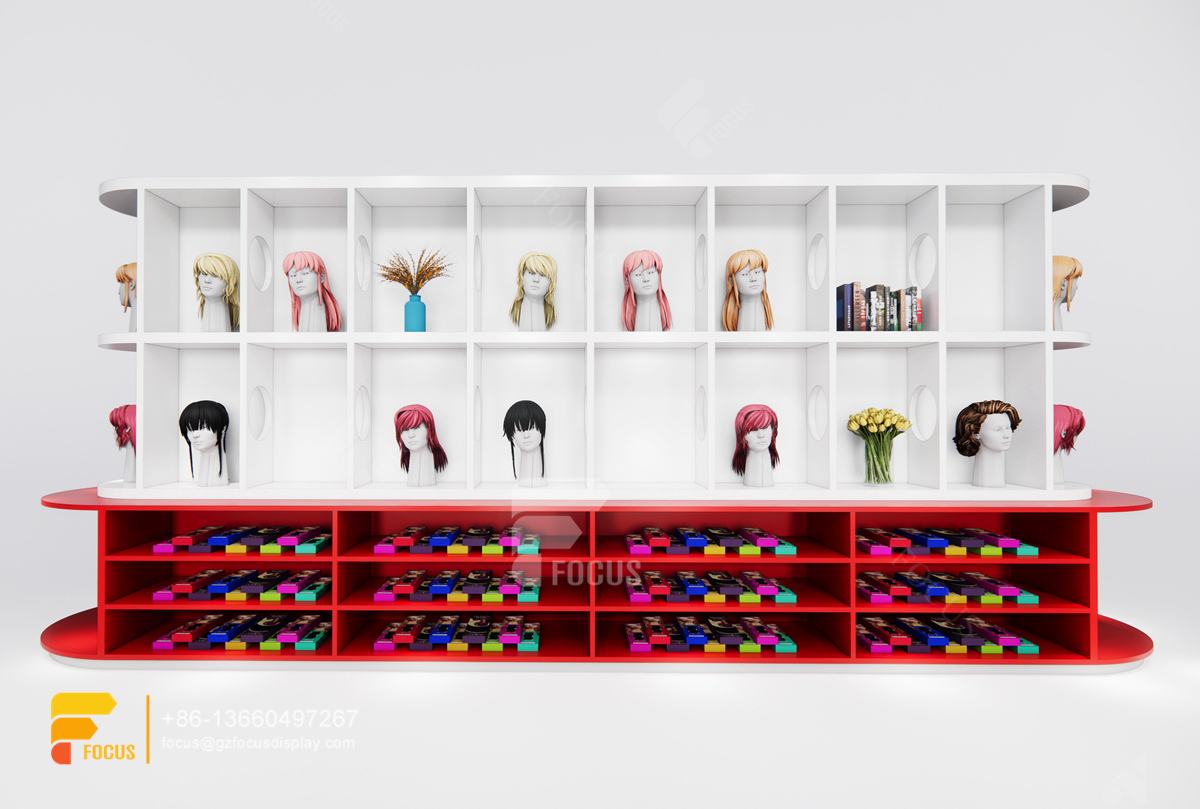 beauty shop display hair shelves wig shop decoration design
