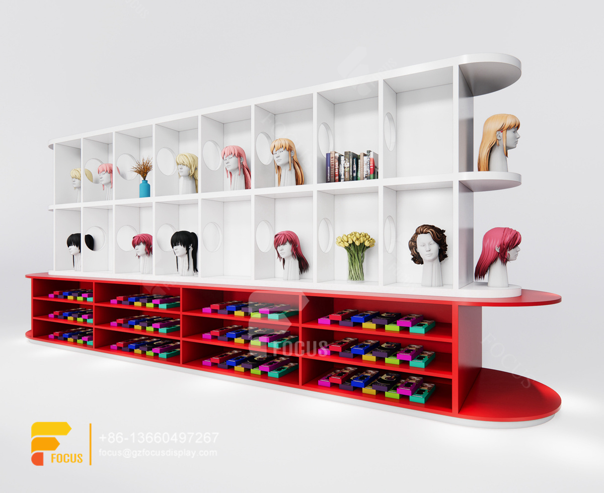 beauty shop display hair shelves wig shop decoration design