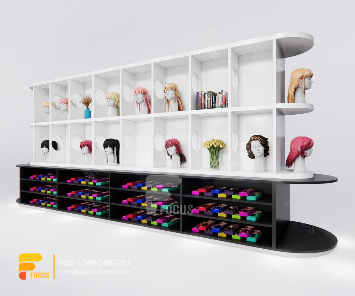 beauty shop display hair shelves wig shop decoration design