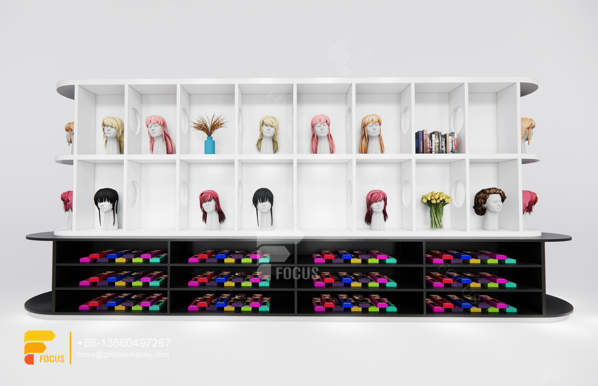 beauty shop display hair shelves wig shop decoration design