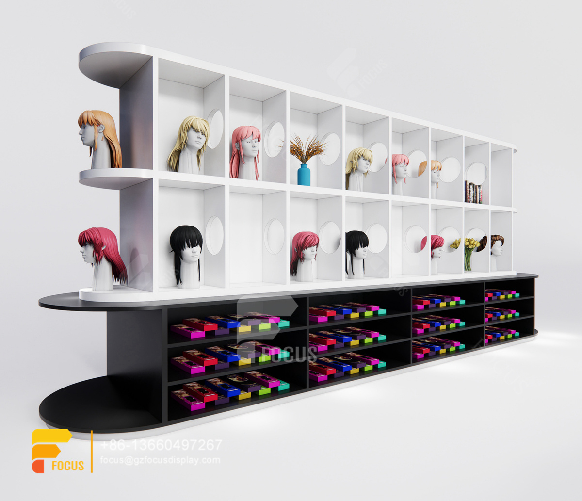 beauty shop display hair shelves wig shop decoration design