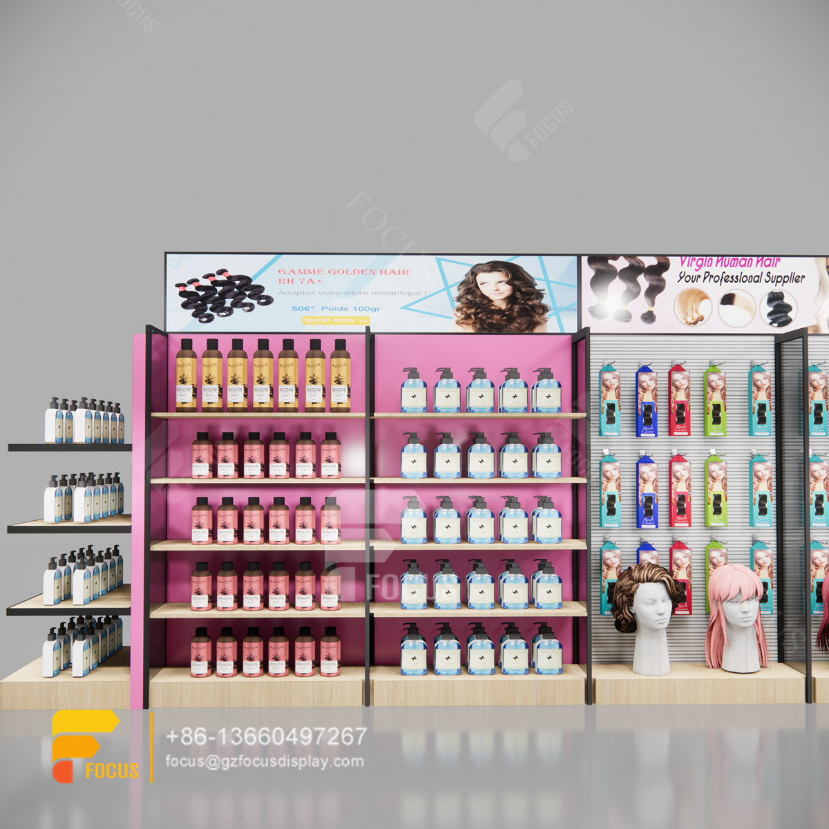 beauty shop furniture hair show case salon glass cabinet