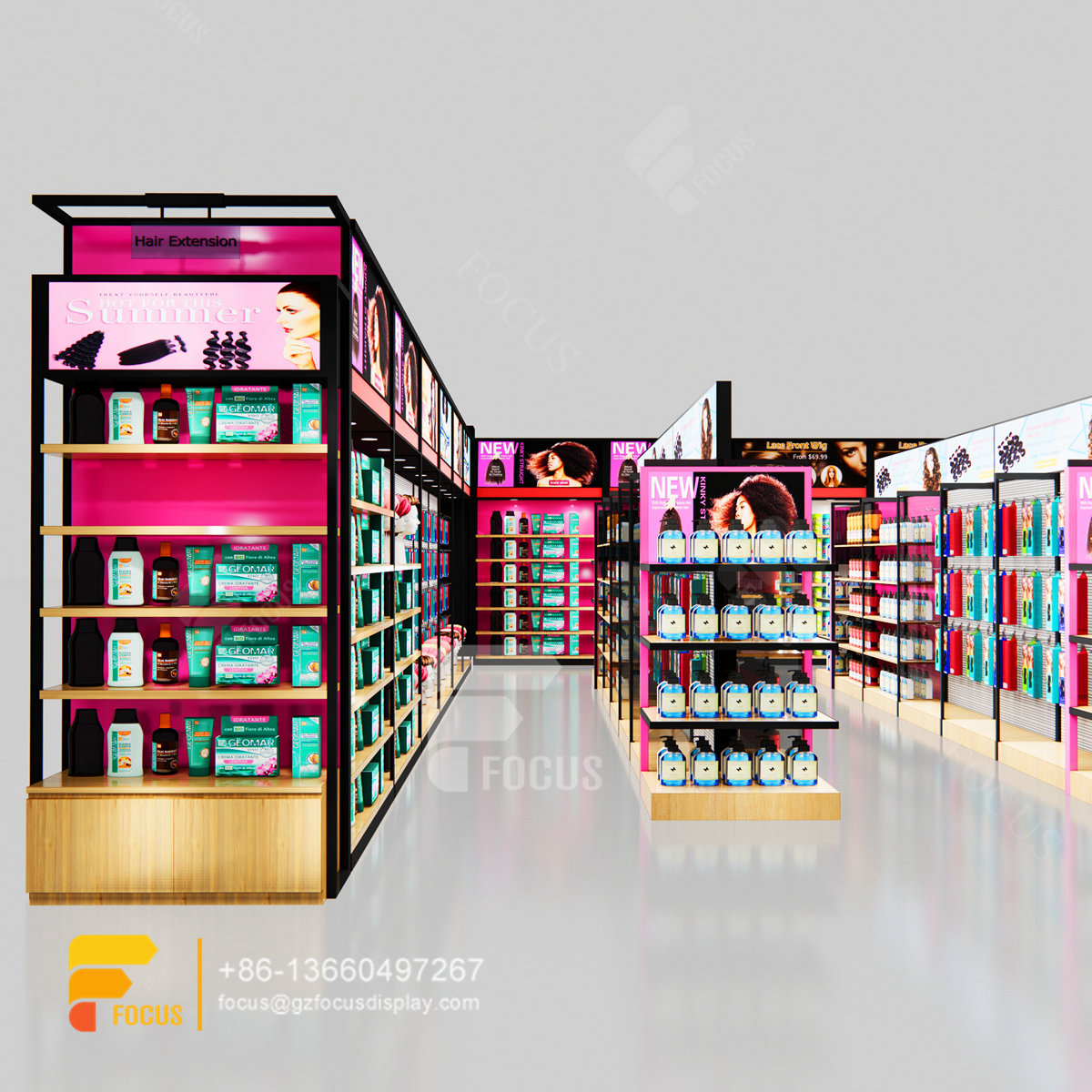 beauty store supplies hair shelves wig display showcase