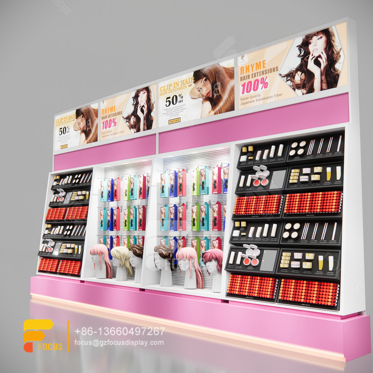beauty supplies shelvesss wall mounted wig display barber hair display