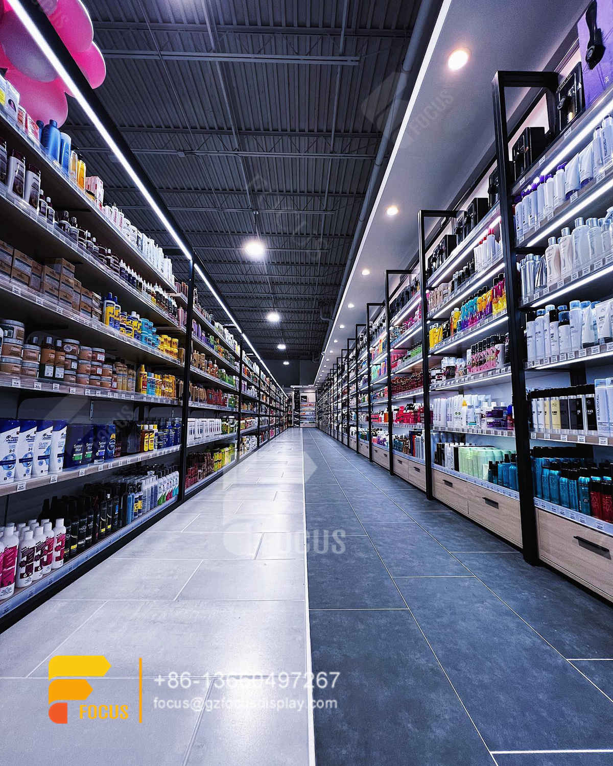 beauty supply store hair care store design wig shelf