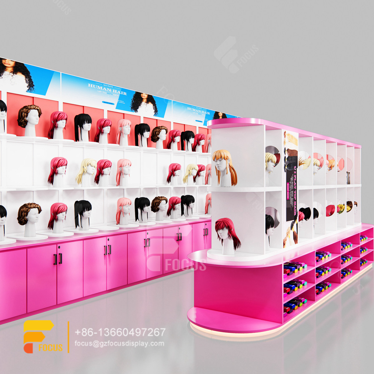 beauty supply store retail hair hair display glass showcase salon furniture