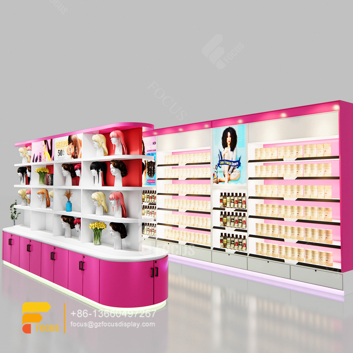 beauty supply store retail hair hair display glass showcase salon furniture