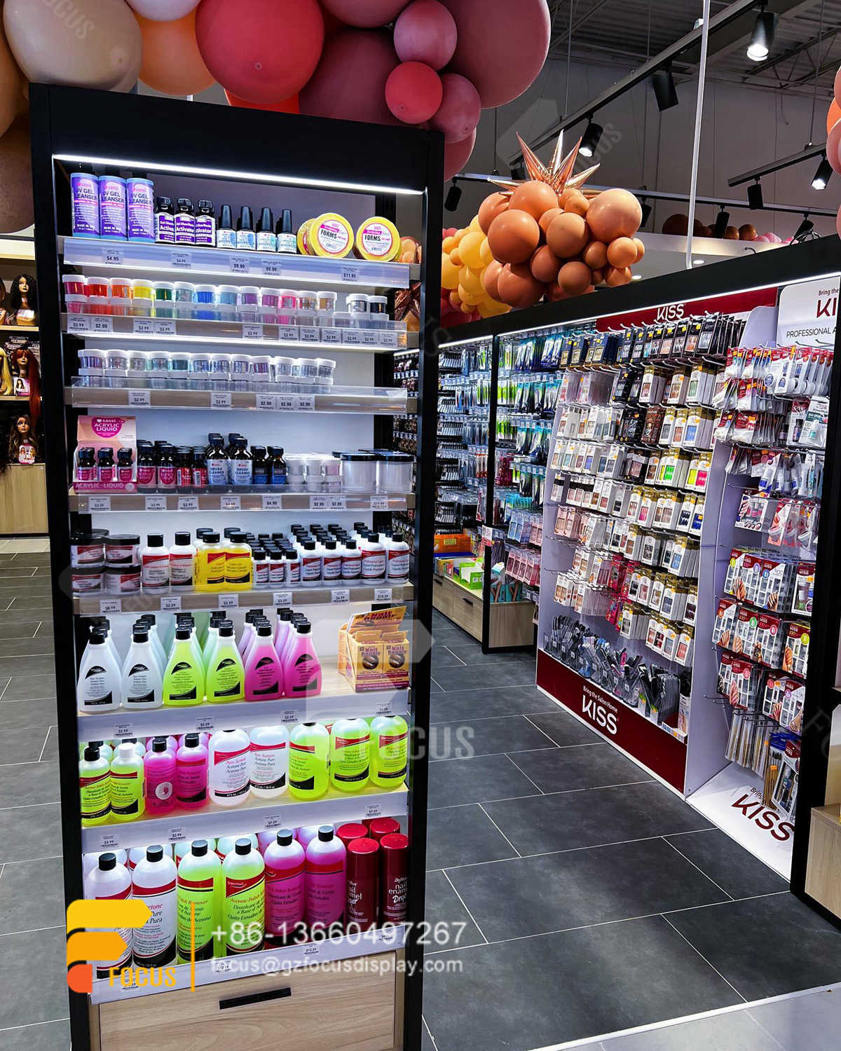 beauty supply store shelf hair salon cabinet wig shop display