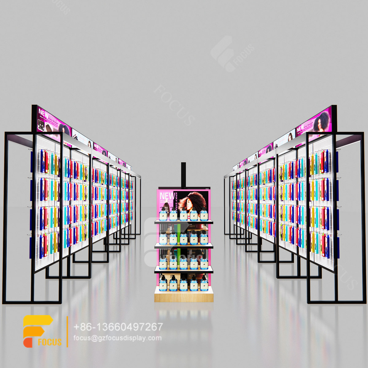 commercial slatwall wig display shelves hair salon display shelf