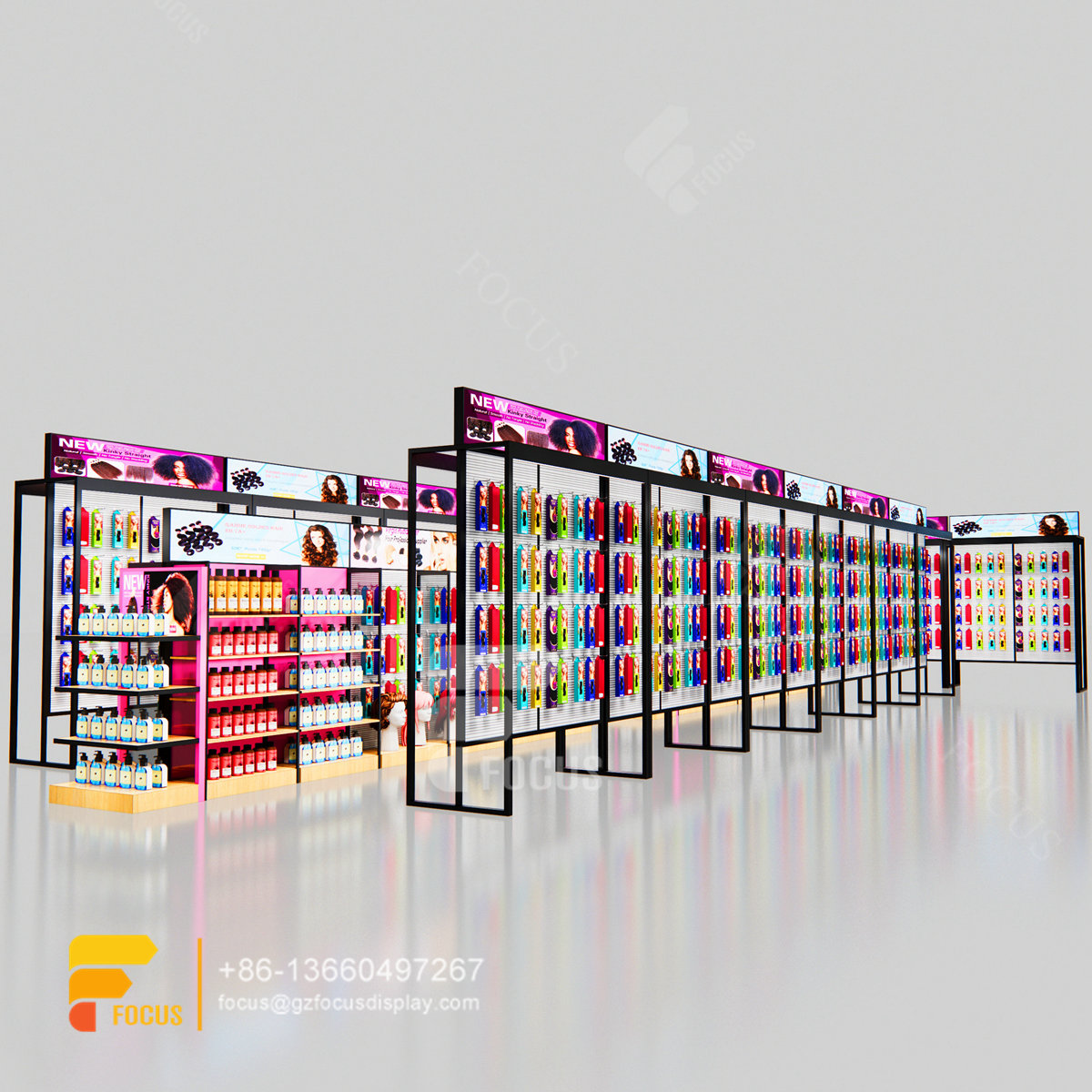custom beauty retail wig display rack hair shop display