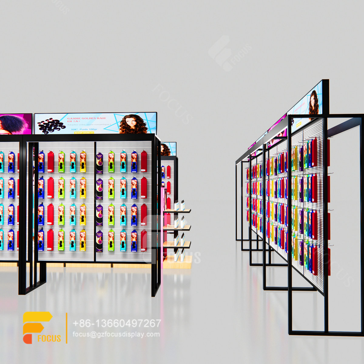 custom beauty retail wig display rack hair shop display