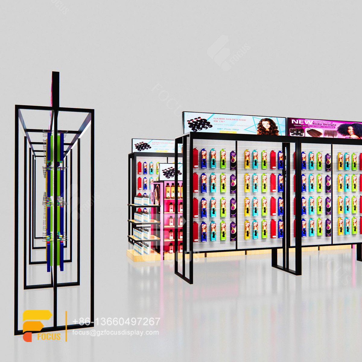 custom beauty retail wig display rack hair shop display
