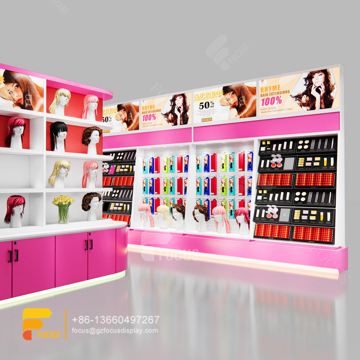 custom beauty store design wig counter hair salon layout