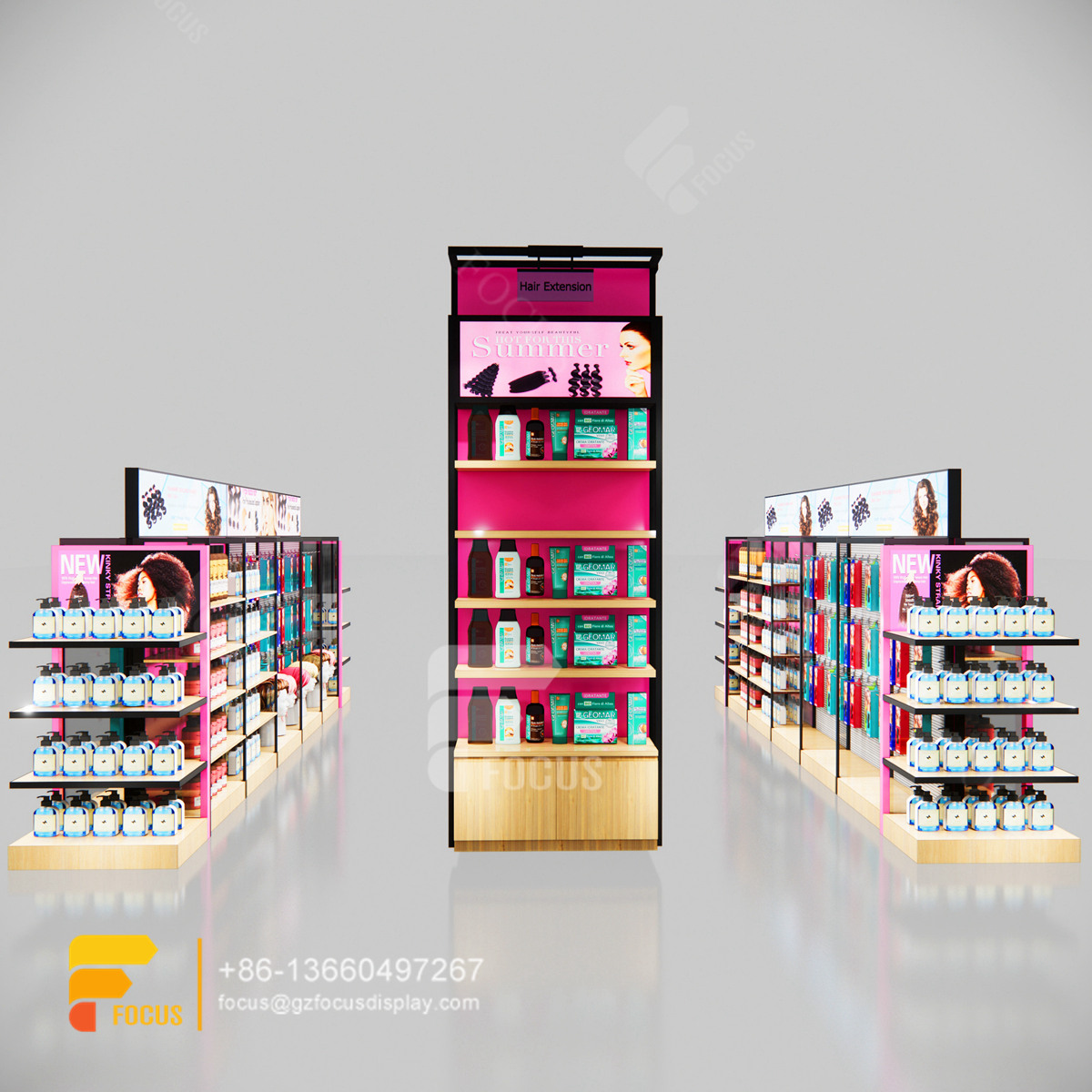 custom beauty store furniture wig shelf hair display rack