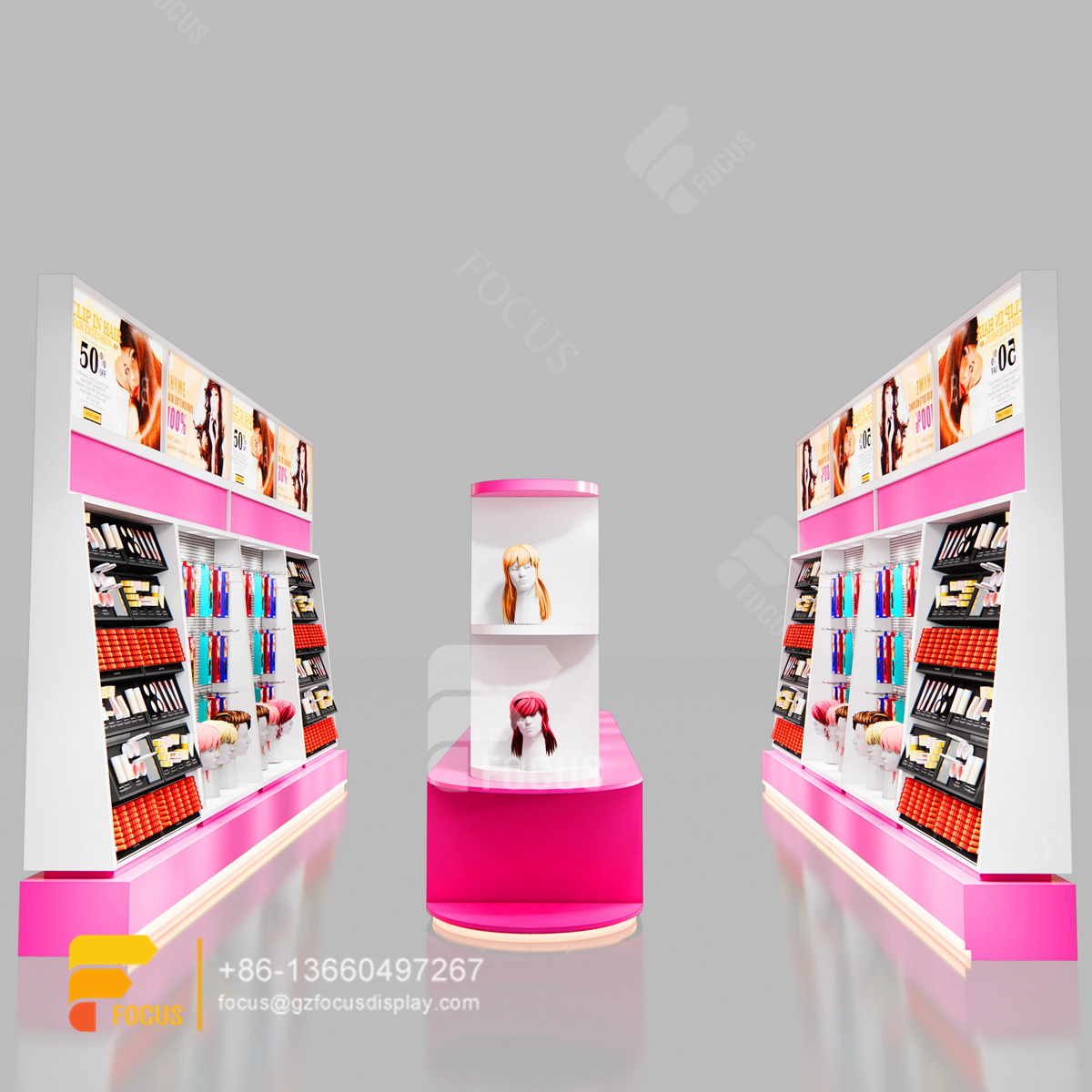 custom beauty store furniture wig shelf hair display rack