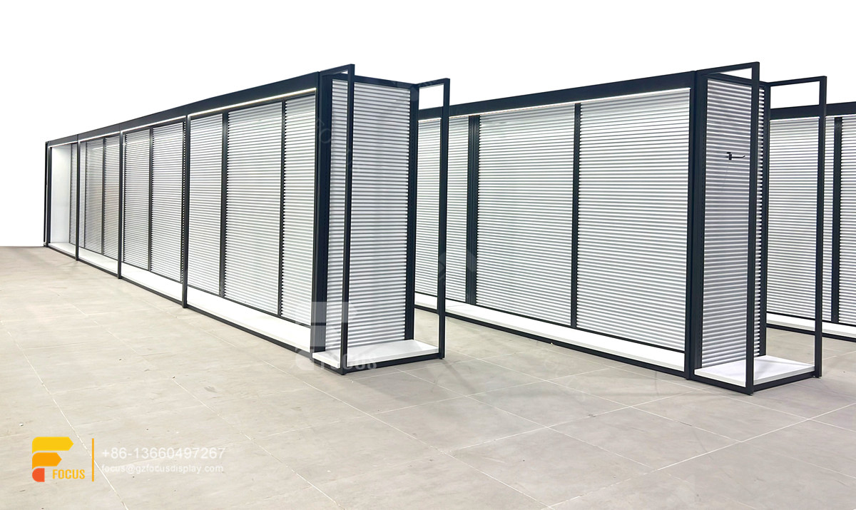 custom hair store wig display showcase slatwall racks