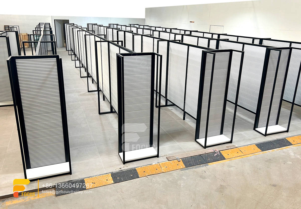 custom hair store wig display showcase slatwall racks