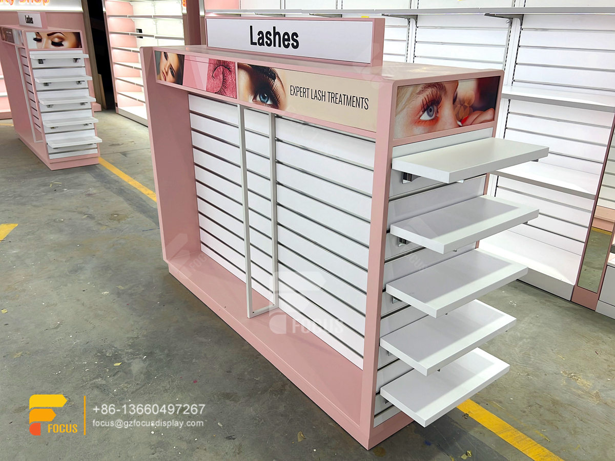 custom wig shelvesss hair salon interior slatwall shelf