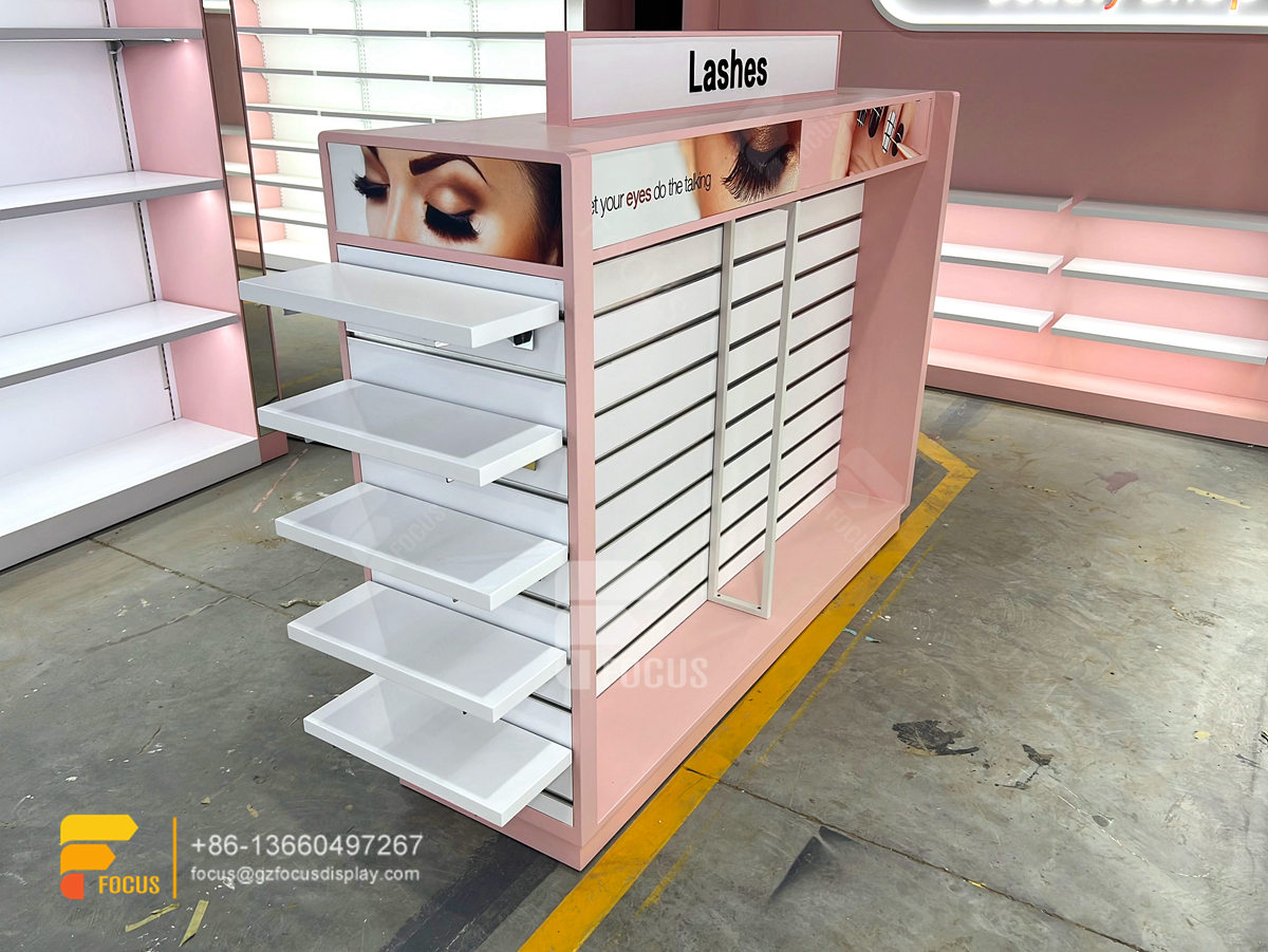 custom wig shelvesss hair salon interior slatwall shelf