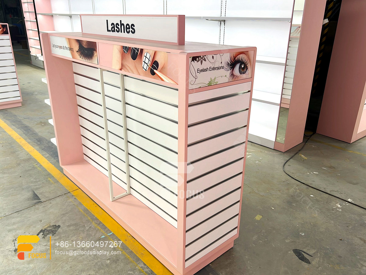 custom wig shelvesss hair salon interior slatwall shelf