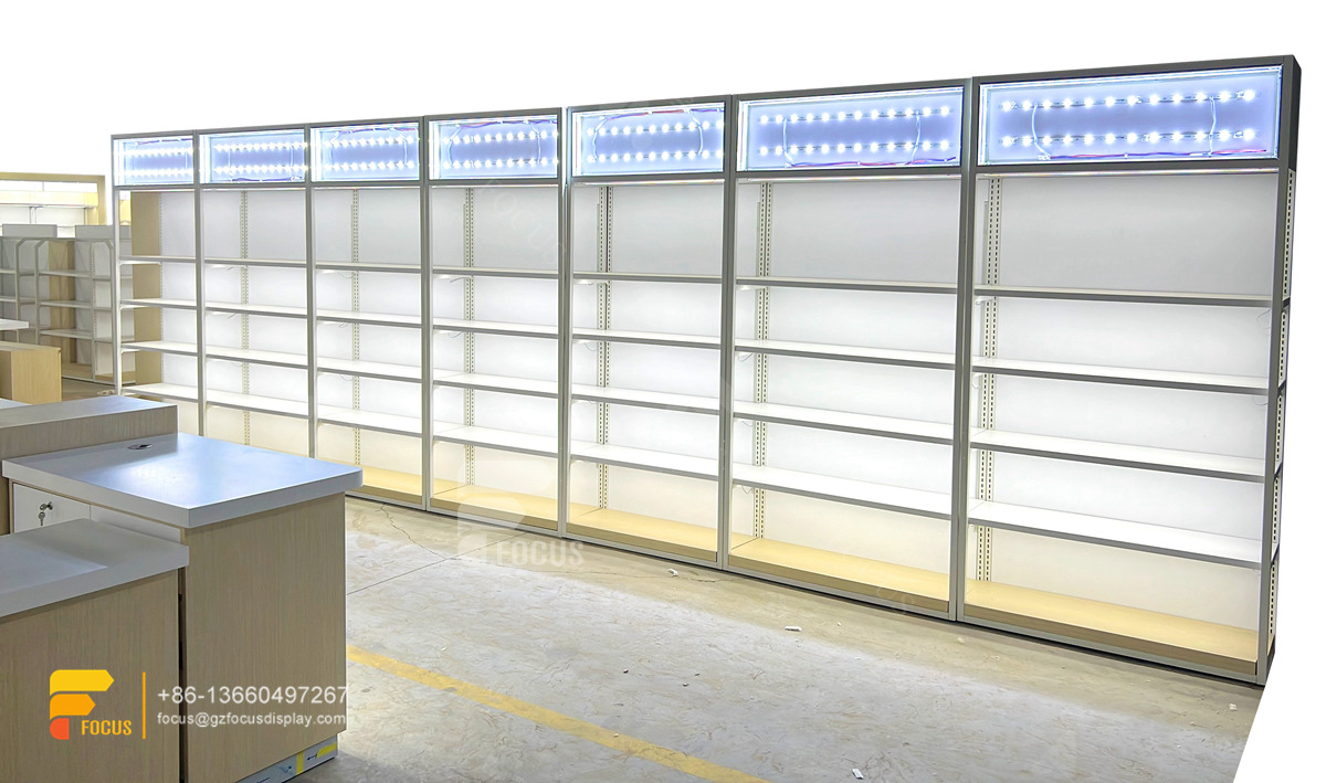customized hair show case wig shelf custom slatwall