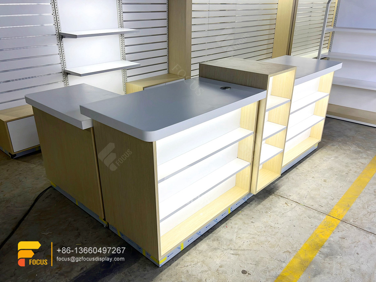 customized hair show case wig shelf custom slatwall