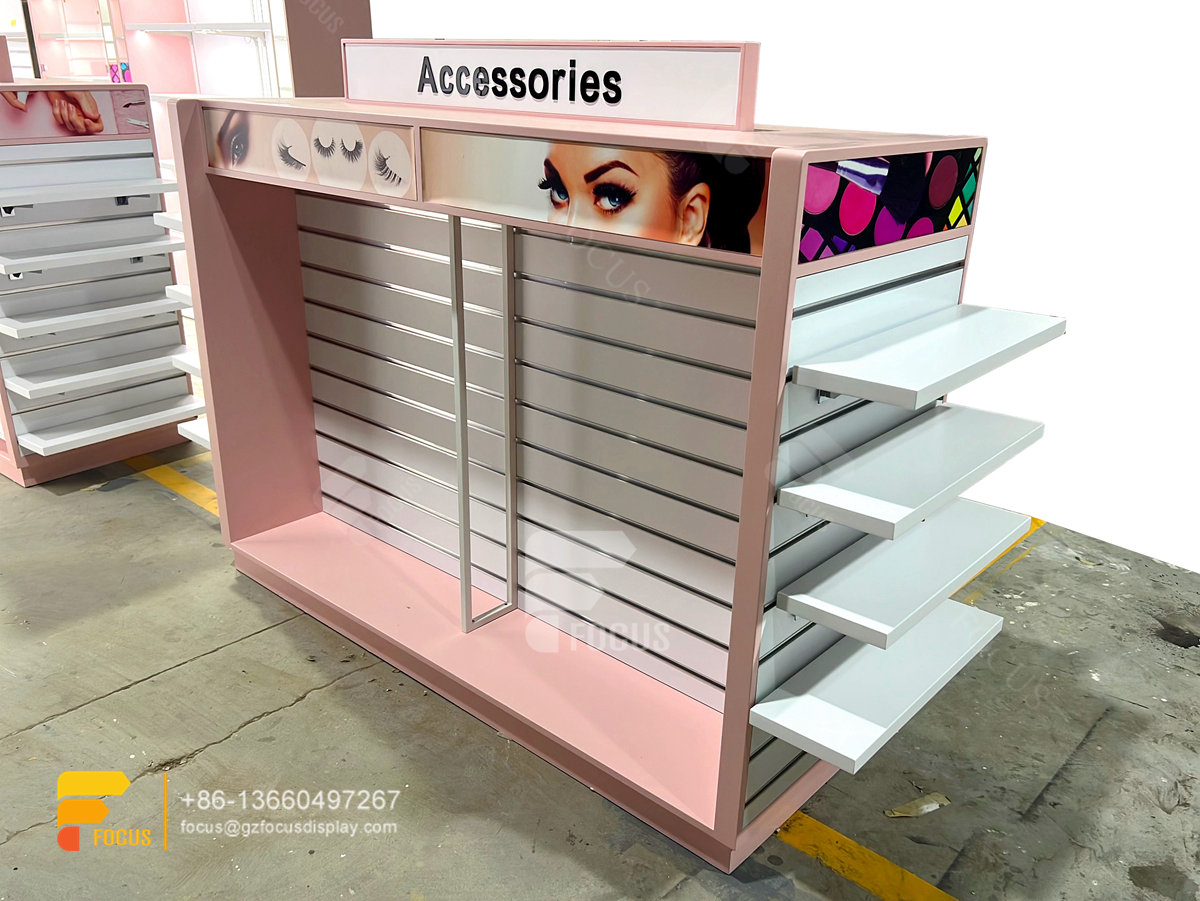 customized wig rack hair display slatwall shelves