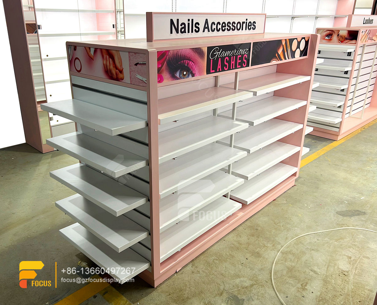 customized wig rack hair display slatwall shelves
