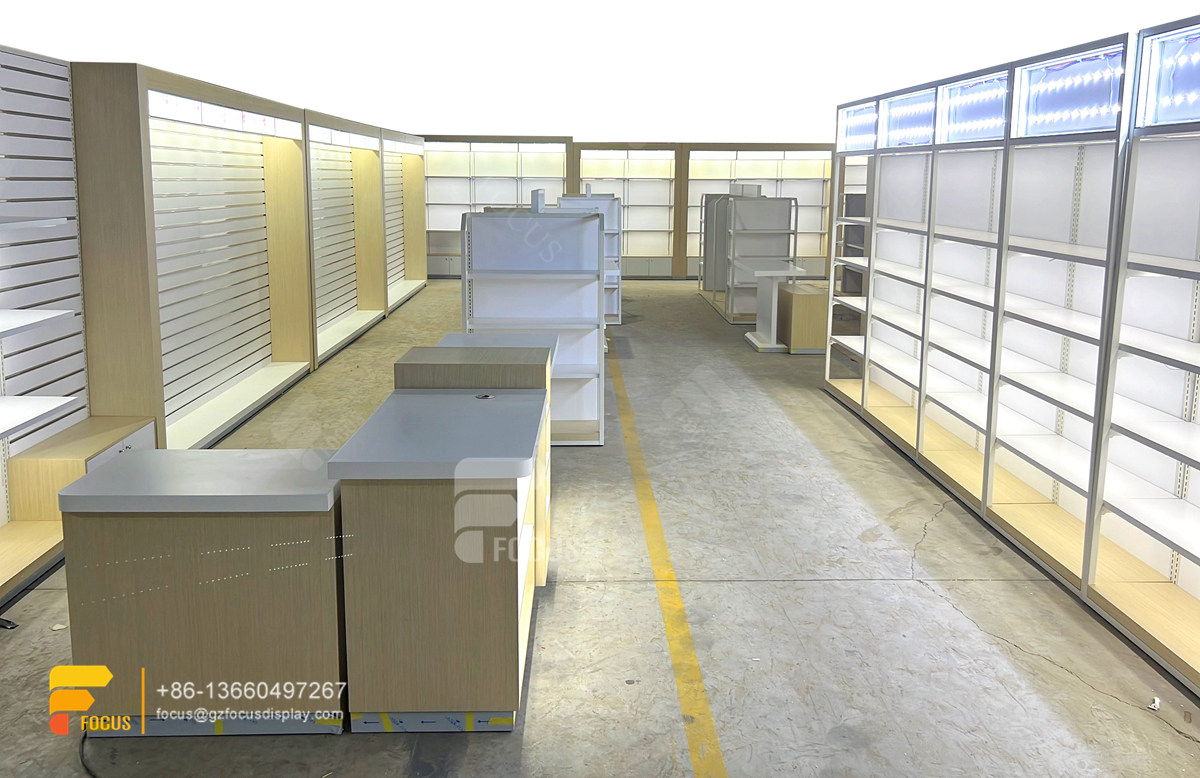 hair shop retail display wig shop decoration design slatwall cabinet