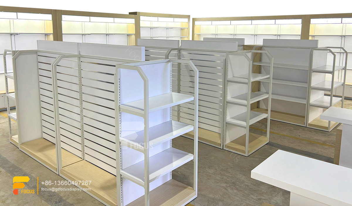 hair shop wig showcases glass display retail beauty supply gondola
