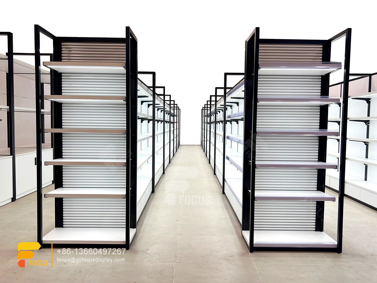 hair store furniture wig shop design slatwall shelving
