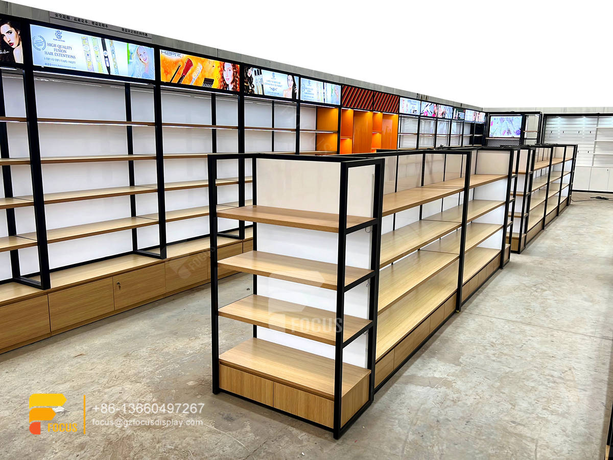 slatewall wig display hair show case beauty store furniture