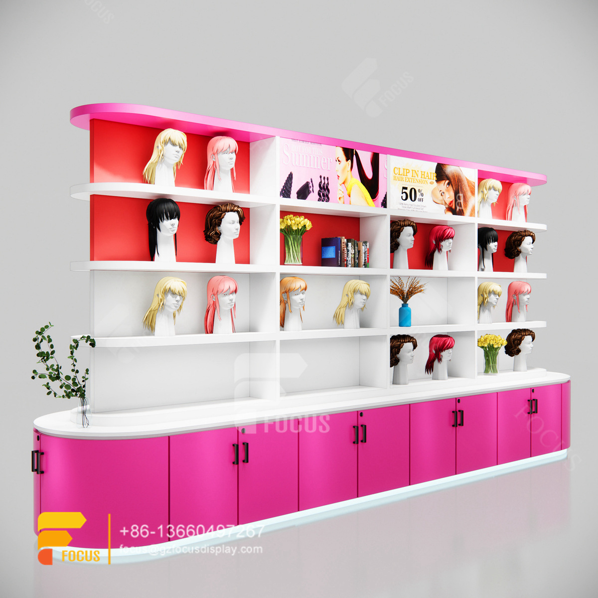 slatwall display fixtures hair salon shelves glass showcase salon furniture