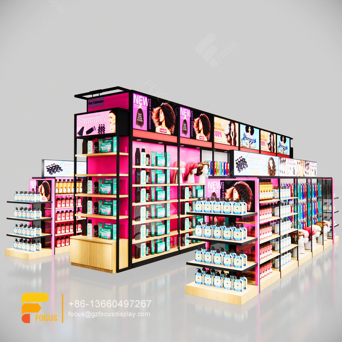 slatwall display fixtures hair salon shelves glass showcase salon furniture