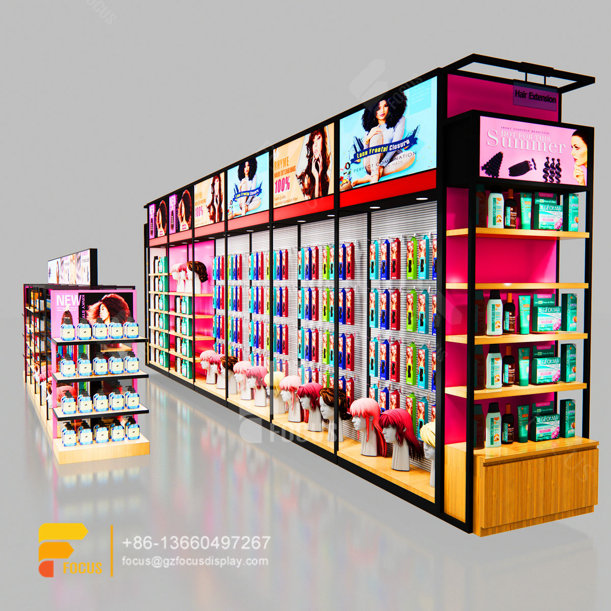 slatwall display fixtures hair salon shelves glass showcase salon furniture
