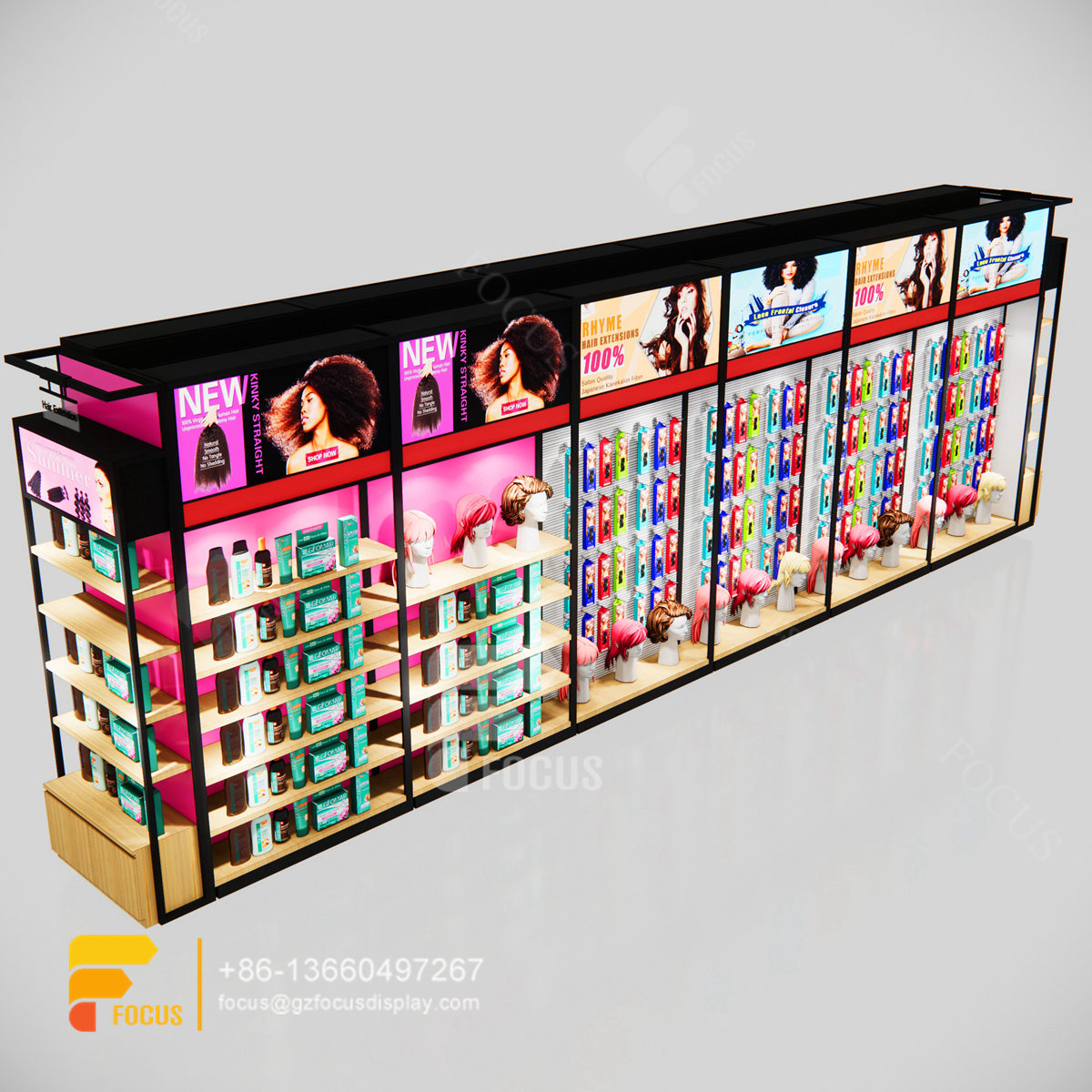 slatwall display units hair salon cabinet beauty custom store
