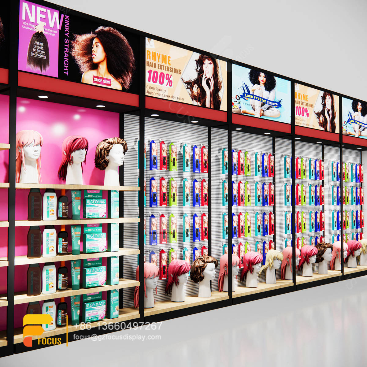 slatwall display units hair salon cabinet beauty custom store