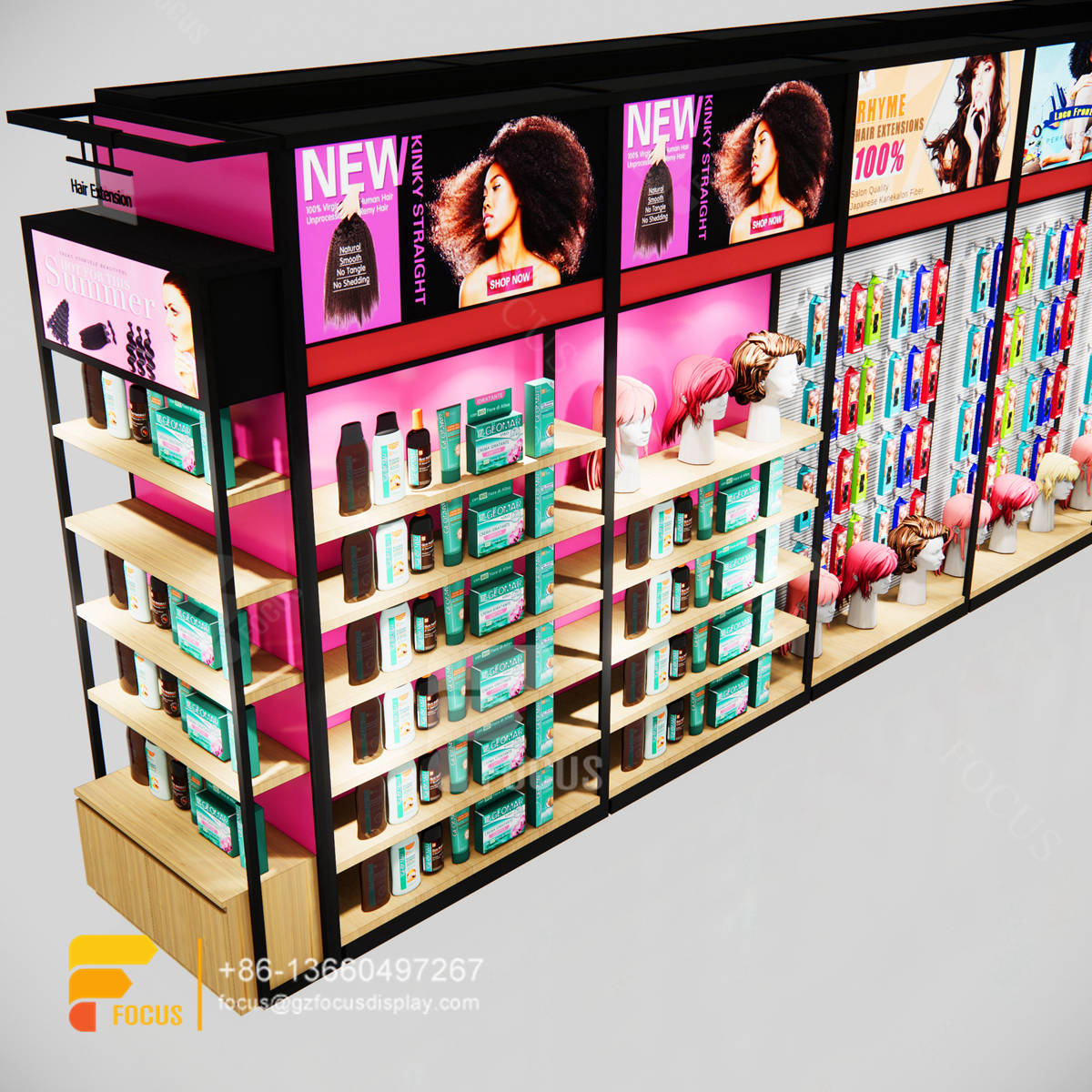 slatwall display units hair salon cabinet beauty custom store