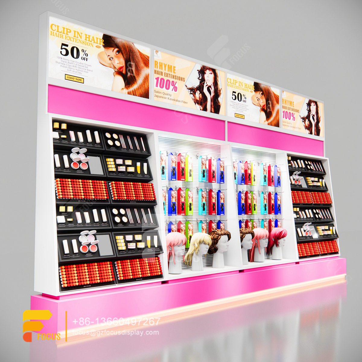 slatwall display units hair salon cabinet beauty custom store