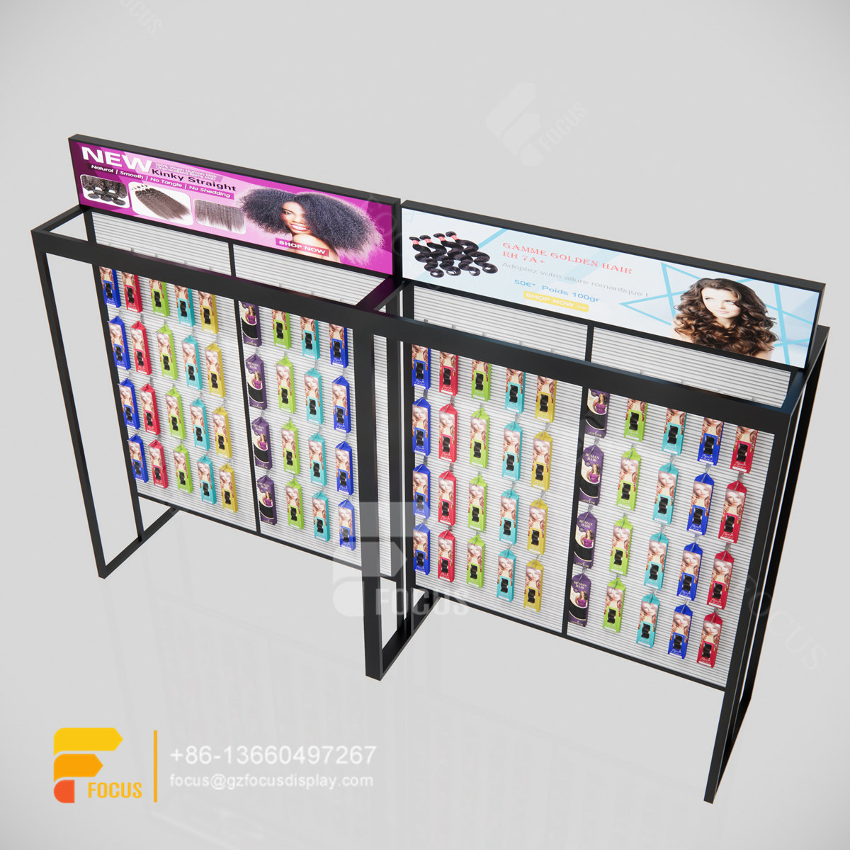 slatwall unit wig display shelves hair shop furniture