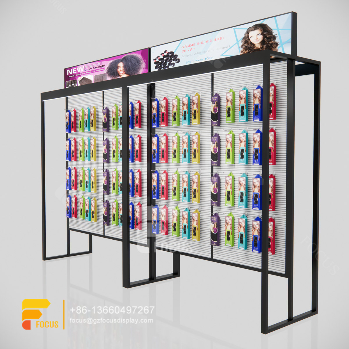 slatwall unit wig display shelves hair shop furniture