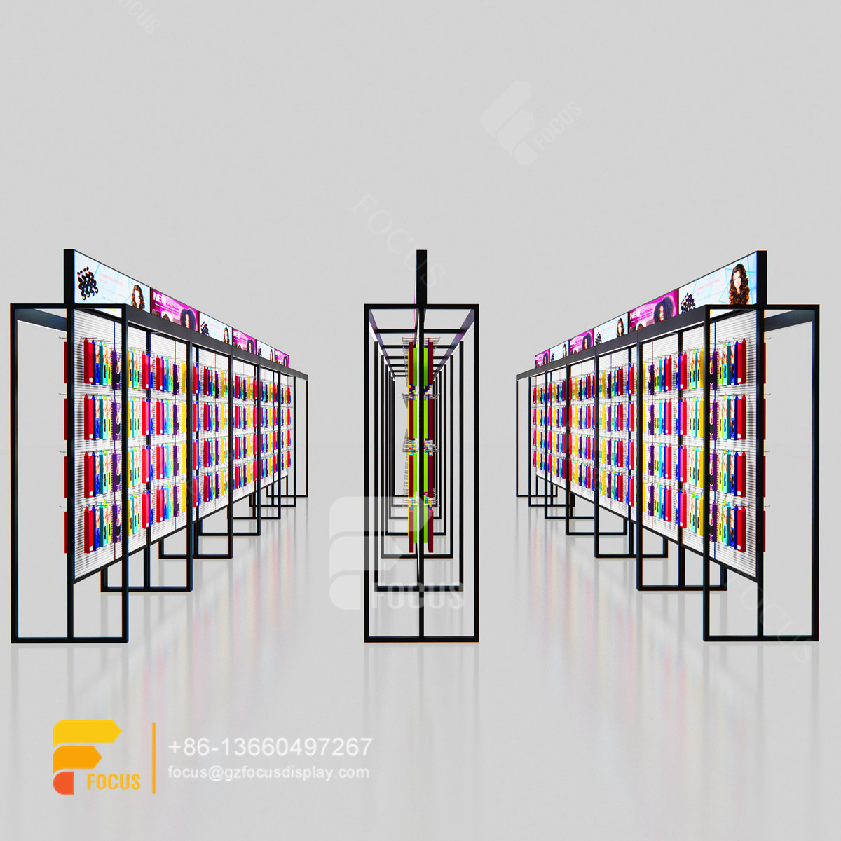 slatwall unit wig display shelves hair shop furniture