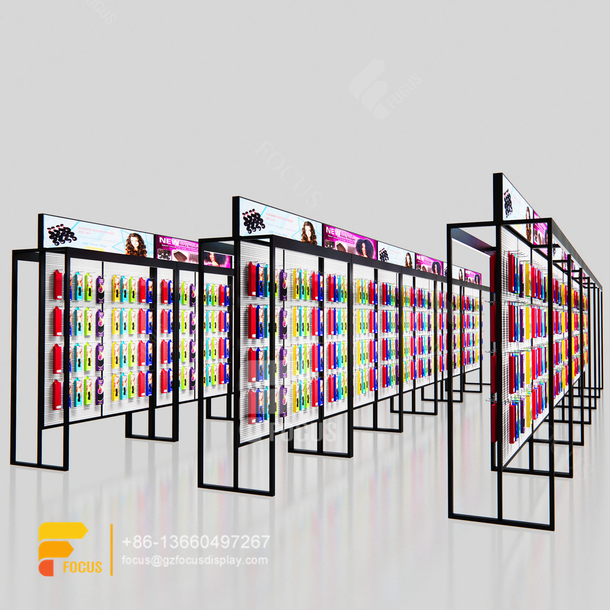 slatwall unit wig display shelves hair shop furniture
