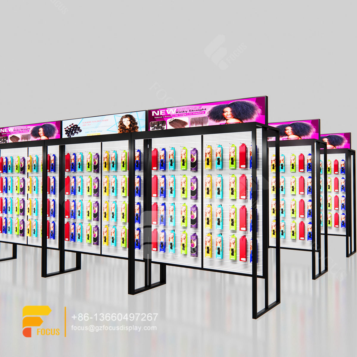slatwall unit wig display shelves hair shop furniture