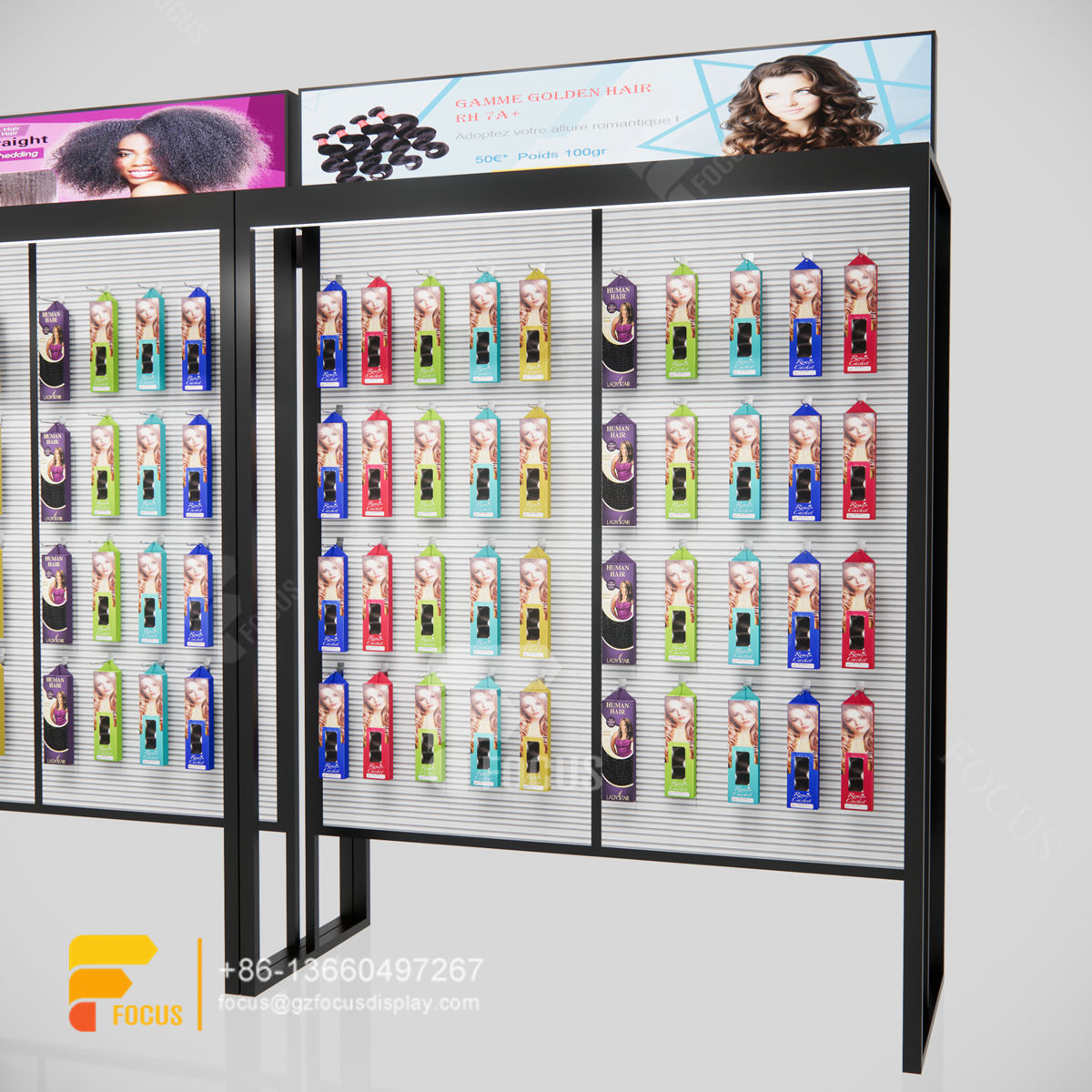 slatwall unit wig display shelves hair shop furniture