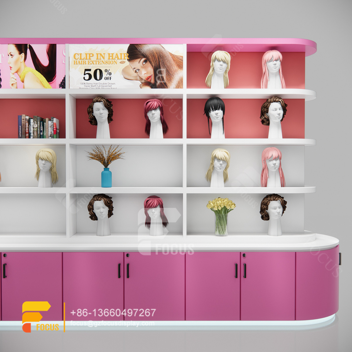 slatwall units metal wig display hair beauty supply store