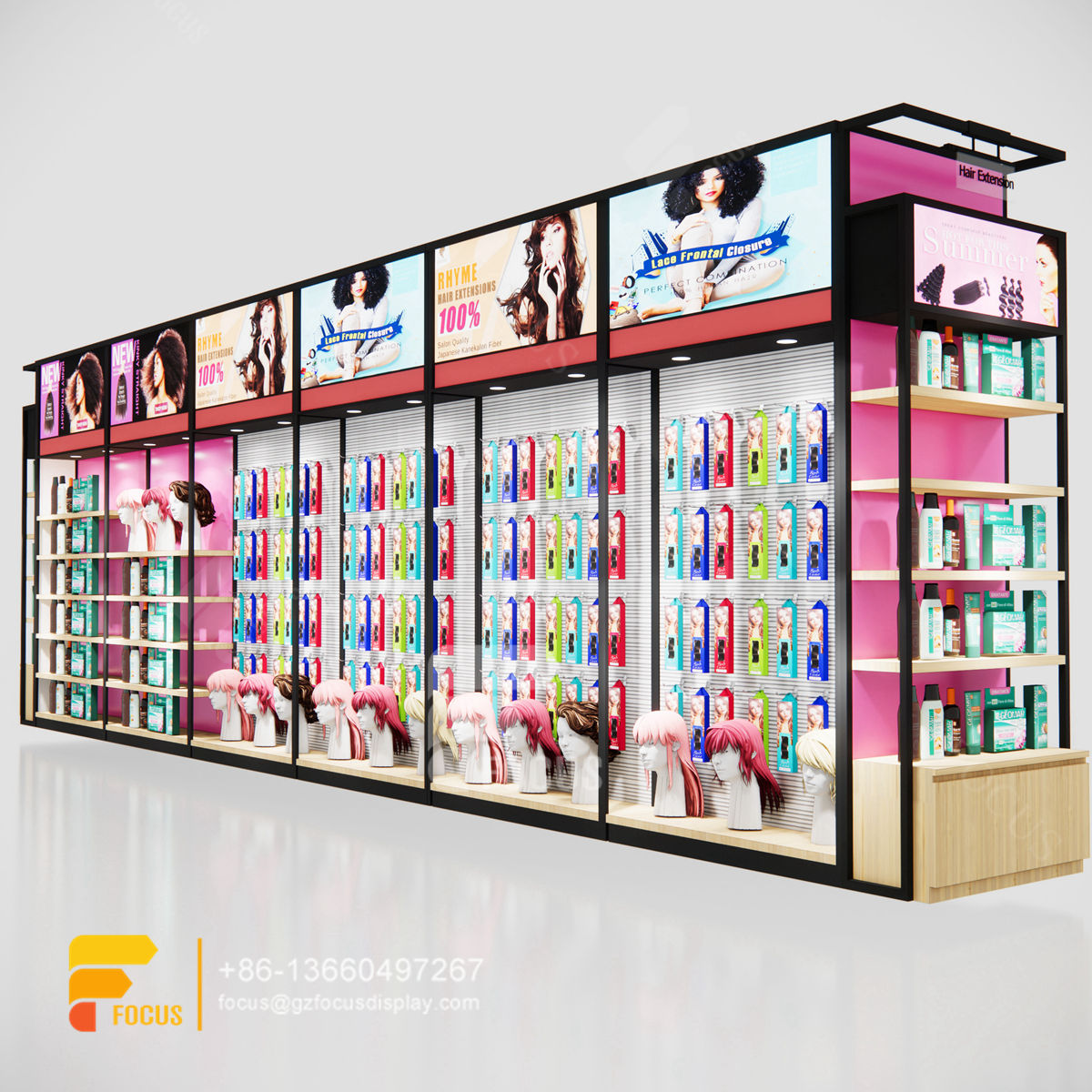slatwall units metal wig display hair beauty supply store