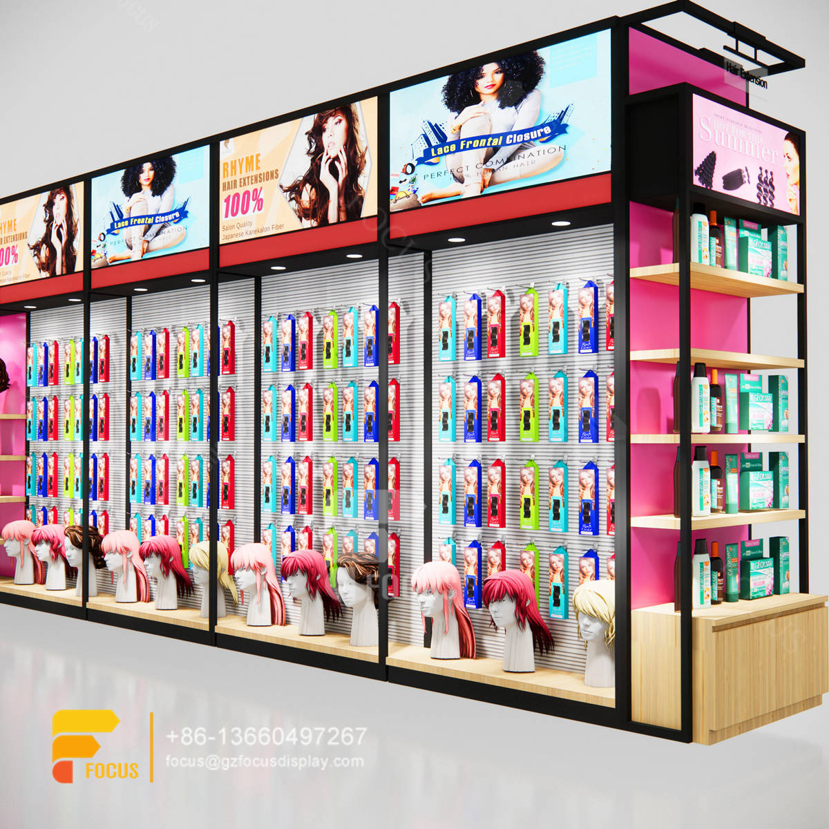 slatwall units metal wig display hair beauty supply store