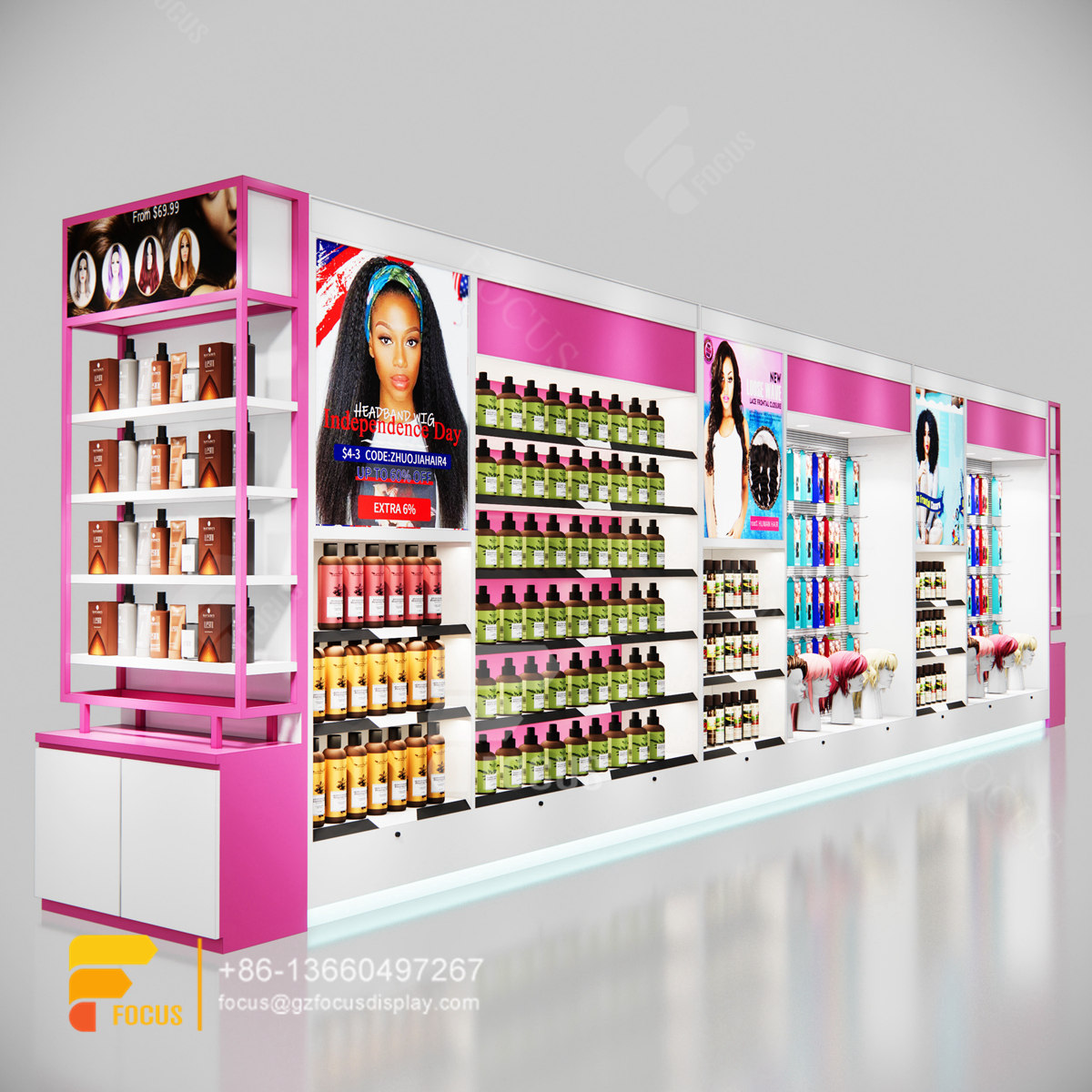 slatwall units metal wig display hair beauty supply store